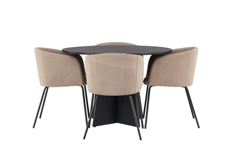 Bootcut Spisebordsgruppe 110 cm Rund med 4 Berit Stole, Beige