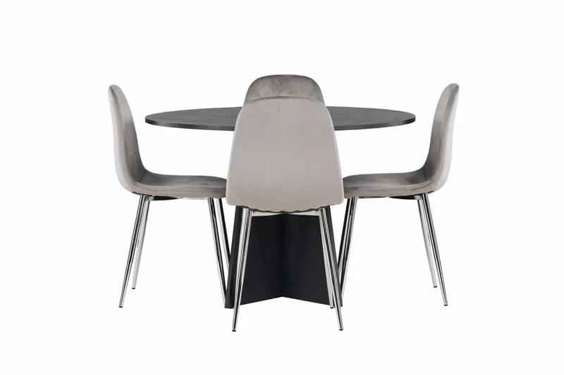 Bootcut Spisebordssæt 110 cm Rund med 4 Eva Stole, Svart