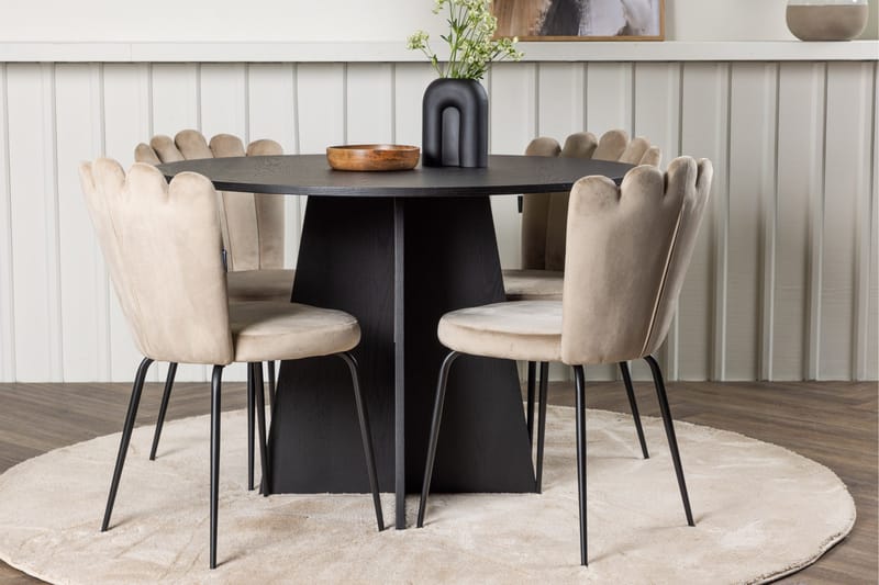 Bootcut Spisebordssæt 110 cm Rund med 4 Limhamn Stole - Beige - Møbler - Borde - Spisebordssæt