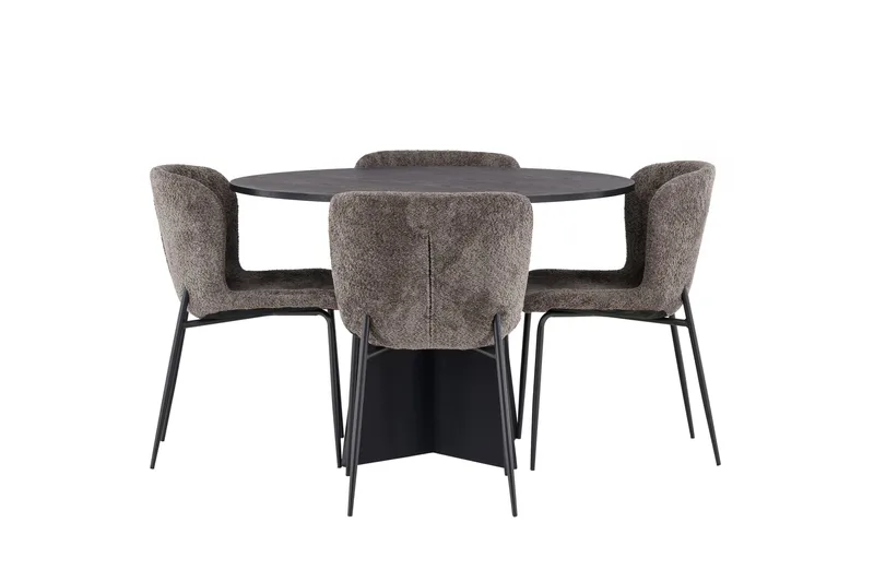 Bootcut Spisebordssæt 110 cm Rund med 4 Modesto Stole, Beige