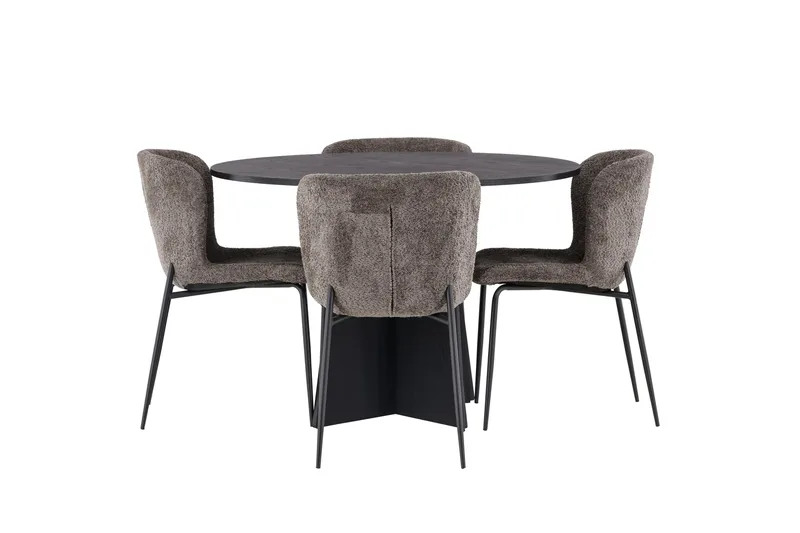 Bootcut Spisebordssæt 110 cm Rund med 4 Modesto Stole - Beige - Møbler - Borde - Spisebordssæt