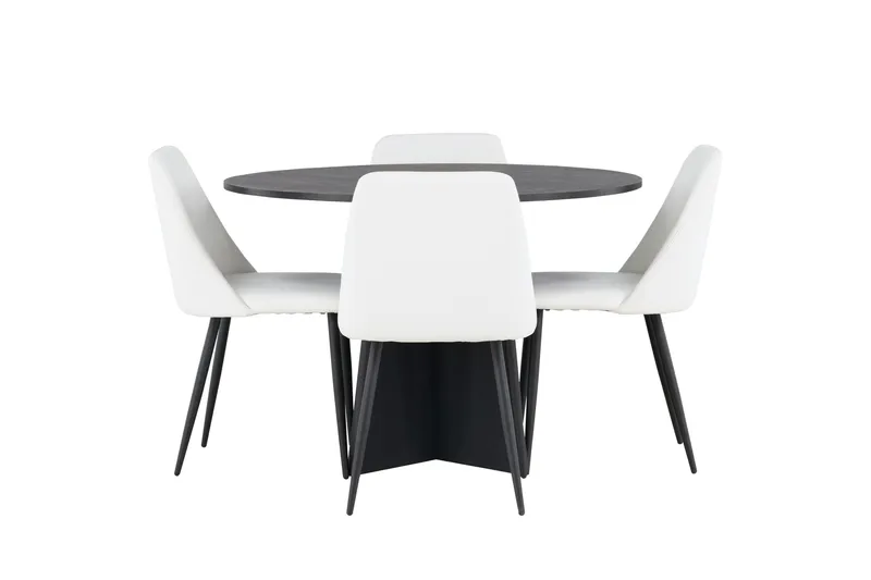 Bootcut Spisebordssæt 110 cm Rund med 4 Night Stole, Svart