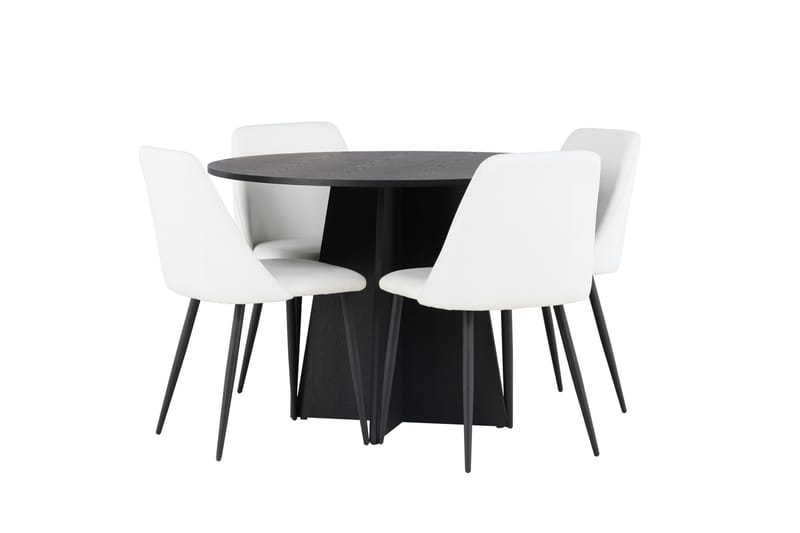 Bootcut Spisebordssæt 110 cm Rund med 4 Night Stole - Svart - Møbler - Borde - Spisebordssæt