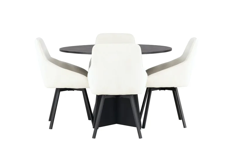 Bootcut Spisebordssæt 110 cm Rund med 4 Rosie Stole, Beige