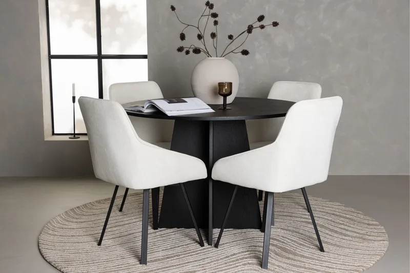 Bootcut Spisebordssæt 110 cm Rund med 4 Rosie Stole - Beige - Møbler - Borde - Spisebordssæt