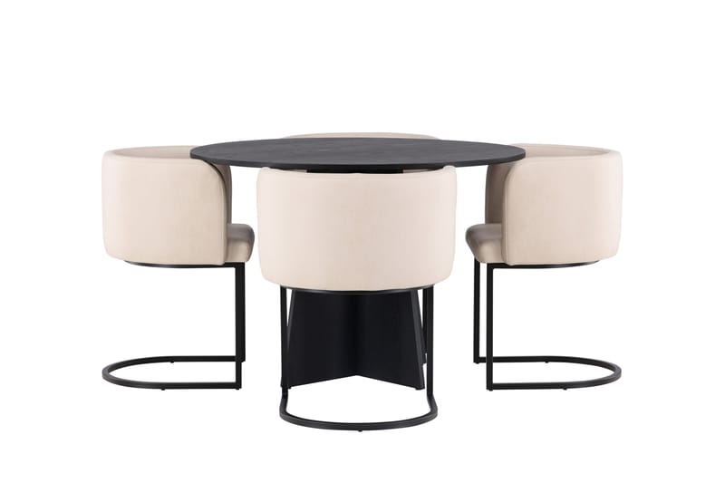 Bootcut Spisebordssæt 110 cm Rund med 4 Simrishman Stole - Beige - Møbler - Borde - Spisebordssæt