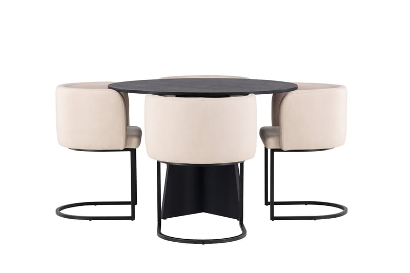 Bootcut Spisebordssæt 110 cm Rund med 4 Simrishman Stole, Beige