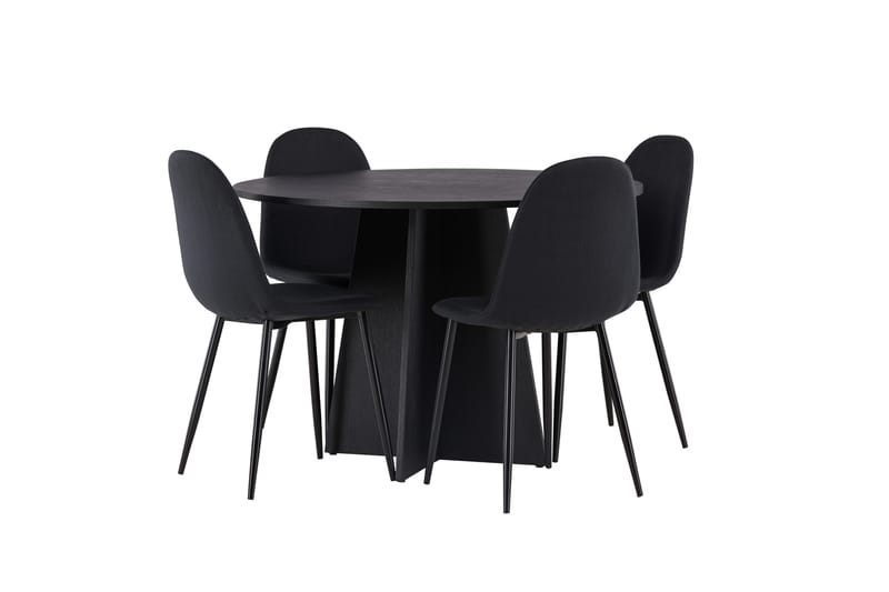 Bootcut Spisebordssæt 110 cm Rund med 4 Polar Stole - Svart - Møbler - Borde - Spisebordssæt