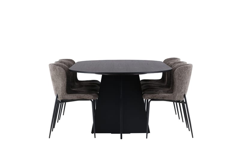 Bootcut Spisebordssæt 230 cm Oval med 6 Modesto Stole - Svart - Møbler - Borde - Spisebordssæt