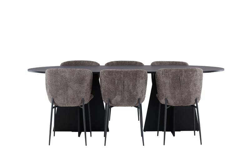 Bootcut Spisebordssæt 230 cm Oval med 6 Modesto Stole, Svart