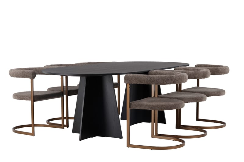 Bootcut Spisebordssæt 230 cm Oval med 6 Morning Stole - Brun - Møbler - Borde - Spisebordssæt