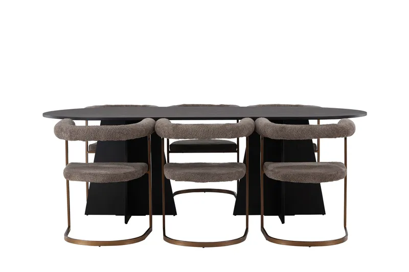 Bootcut Spisebordssæt 230 cm Oval med 6 Morning Stole, Brun