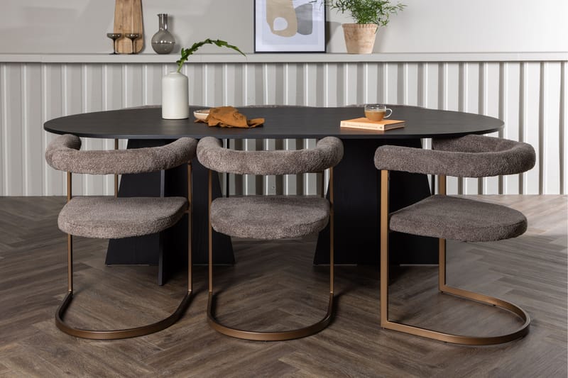 Bootcut Spisebordssæt 230 cm Oval med 6 Morning Stole - Brun - Møbler - Borde - Spisebordssæt