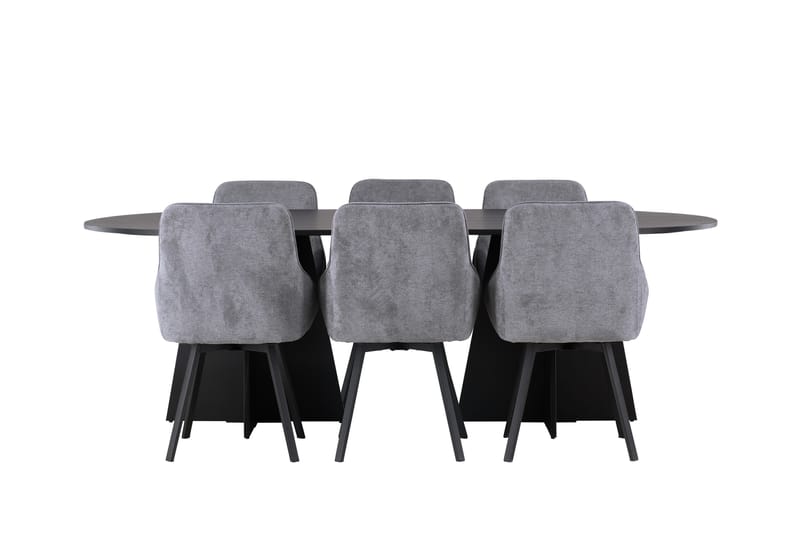 Bootcut Spisebordssæt 230 cm Oval med 6 Rosie Stole, Svart