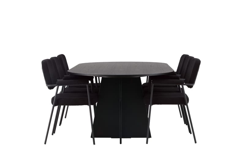 Bootcut Spisebordssæt 230 cm Oval med 6 Yesterday Stole - Svart - Møbler - Borde - Spisebordssæt