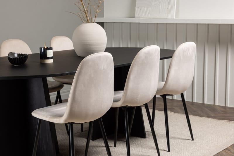 Bootcut Spisebordssæt 230 cm Rektangulær med 6 Polar Stole - Beige - Møbler - Borde - Spisebordssæt