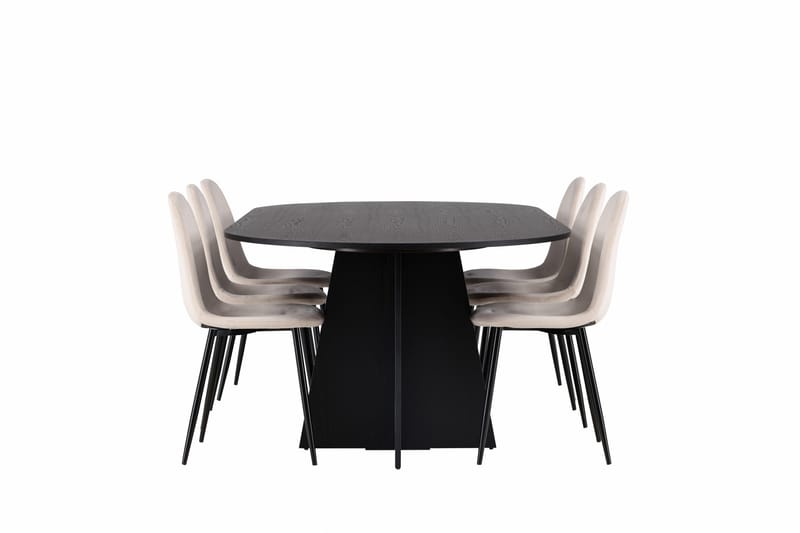 Bootcut Spisebordssæt 230 cm Rektangulær med 6 Polar Stole - Beige - Møbler - Borde - Spisebordssæt