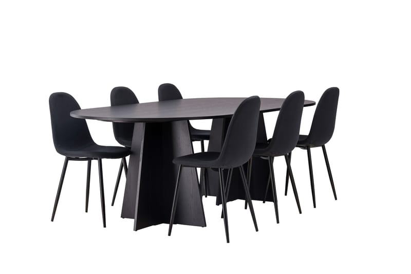 Bootcut Spisebordssæt 230 cm Rektangulær med 6 Polar Stole - Svart - Møbler - Borde - Spisebordssæt