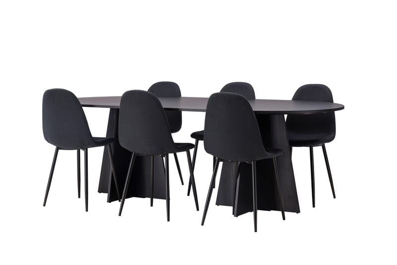 Bootcut Spisebordssæt 230 cm Rektangulær med 6 Polar Stole - Svart - Møbler - Borde - Spisebordssæt