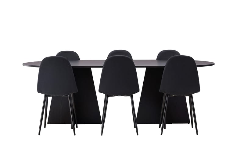 Bootcut Spisebordssæt 230 cm Rektangulær med 6 Polar Stole - Svart - Møbler - Borde - Spisebordssæt