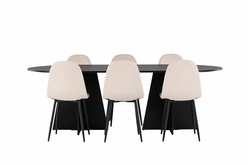 Bootcut Spisebordssæt 230 cm Rektangulær med 6 Polar Stole, Beige