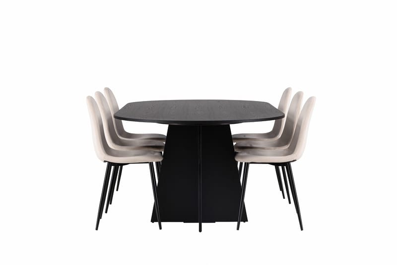 Bootcut Spisebordssæt 230 cm Rektangulær med 6 Polar Stole - Beige - Møbler - Borde - Spisebordssæt