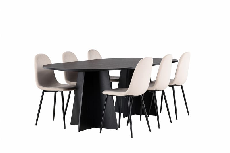 Bootcut Spisebordssæt 230 cm Rektangulær med 6 Polar Stole - Beige - Møbler - Borde - Spisebordssæt