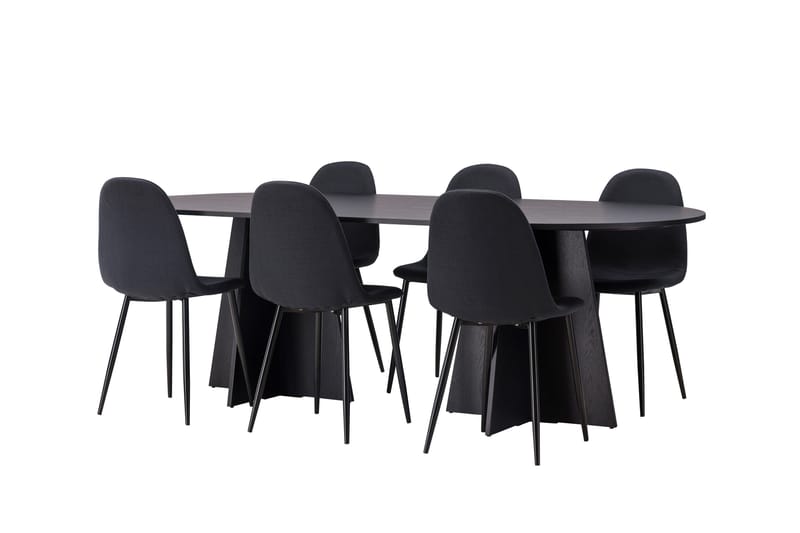 Bootcut Spisebordssæt 230 cm Rektangulær med 6 Polar Stole - Svart - Møbler - Borde - Spisebordssæt