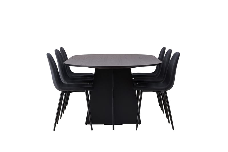 Bootcut Spisebordssæt 230 cm Rektangulær med 6 Polar Stole - Svart - Møbler - Borde - Spisebordssæt