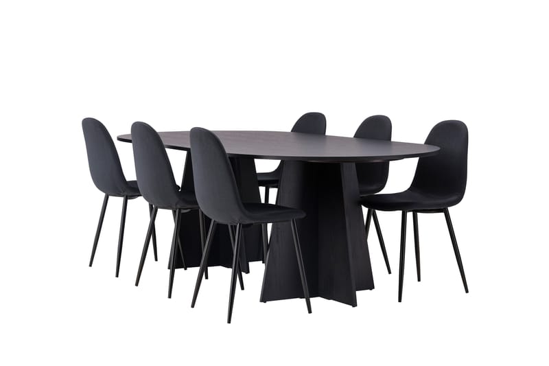 Bootcut Spisebordssæt 230 cm Rektangulær med 6 Polar Stole - Svart - Møbler - Borde - Spisebordssæt