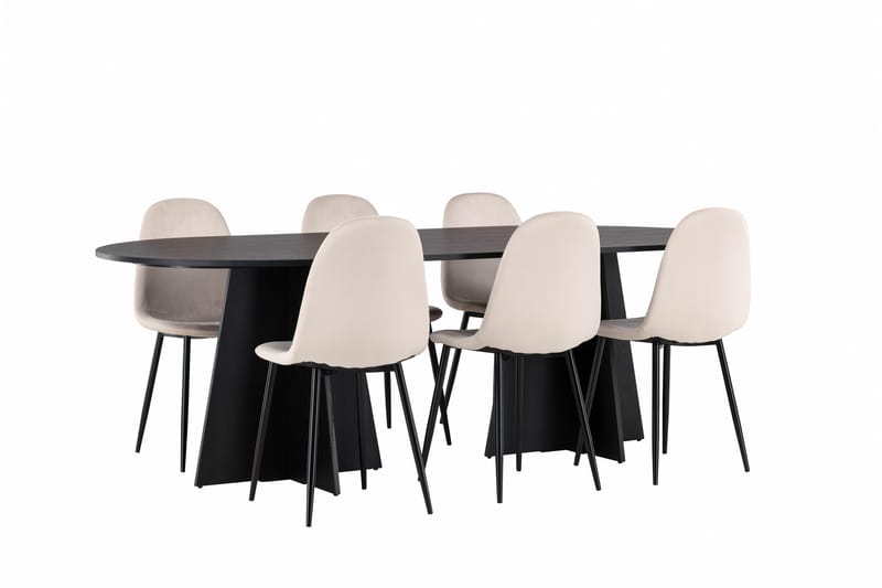 Bootcut Spisebordssæt 230 cm Rektangulær med 6 Polar Stole - Beige - Møbler - Borde - Spisebordssæt