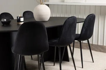 Bootcut Spisebordssæt 230 cm Rektangulær med 6 Polar Stole - Svart - Møbler - Borde - Spisebordssæt