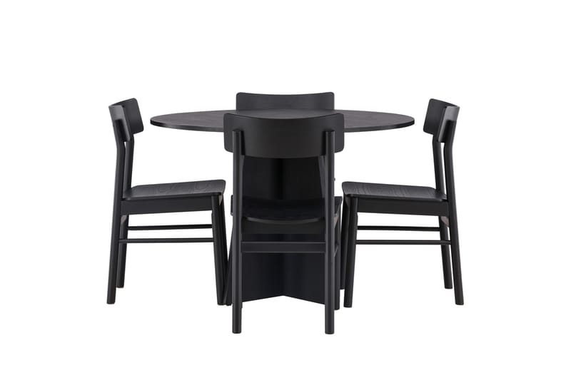 Bootcut Spisegruppe + 4 stole Rund, Sort