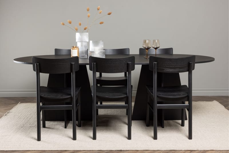 Bootcut Spisegruppe + 6 stole - Sort - Møbler - Borde - Spisebordssæt