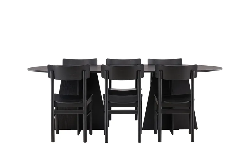 Bootcut Spisegruppe + 6 stole, Sort