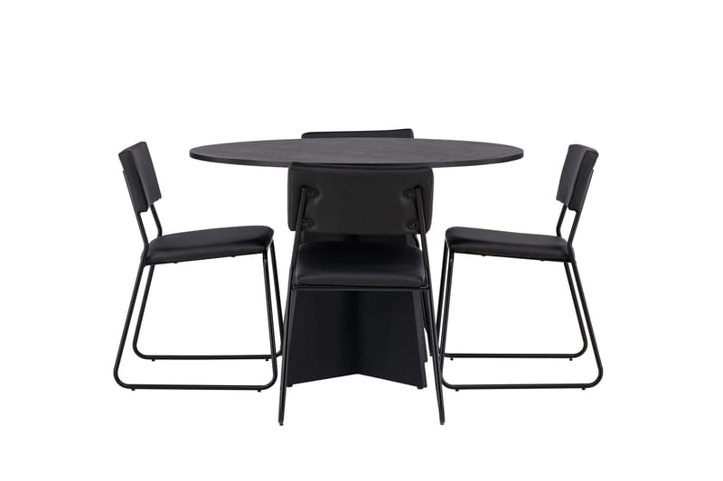 Bootcut Spisegruppe 110 cm Rund med 4 Kenth Stole, Svart