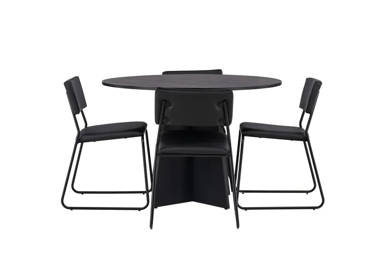 Bootcut Spisegruppe 110 cm Rund med 4 Kenth Stole, Svart