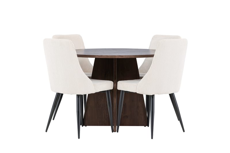 Bootcut Spisegruppe 110 cm Rundt med 4 Leone stole - Mocca/Beige - Møbler - Borde - Spisebordssæt