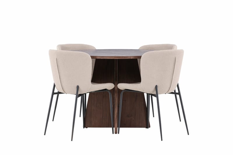 Bootcut Spisegruppe 110 cm Rundt med 4 Modesto stole - Mocca/Beige - Møbler - Borde - Spisebordssæt