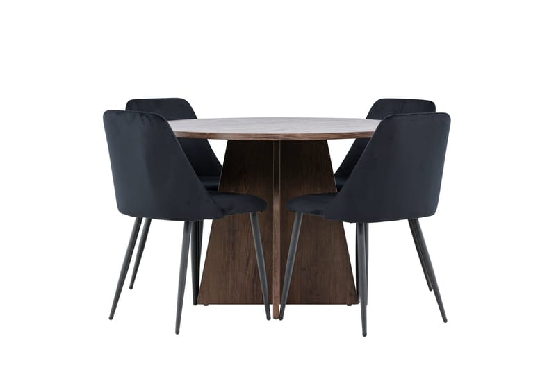 Bootcut Spisegruppe 110 cm Rundt med 4 Night stole - Mocca/Sort - Møbler - Borde - Spisebordssæt