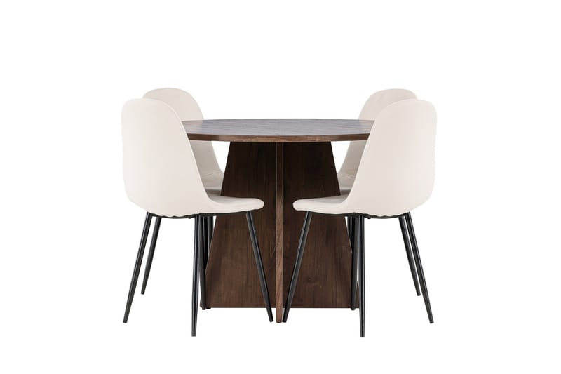 Bootcut Spisegruppe 110 cm Rundt med 4 Polar stole - Mocca/Beige - Møbler - Borde - Spisebordssæt