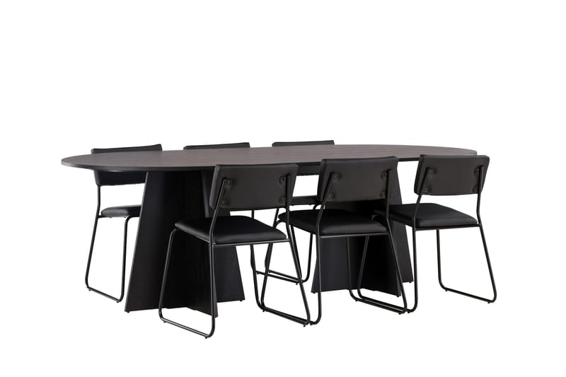 Bootcut Spisegruppe 230 cm Rektangulær med 6 Kenth Stole - Svart - Møbler - Borde - Spisebordssæt
