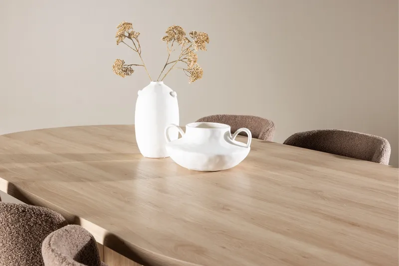 Bootcut Spisegruppe 230 cm Rektangulær med 6 Modesto stole - Whitewash/Brun - Møbler - Borde - Spisebordssæt