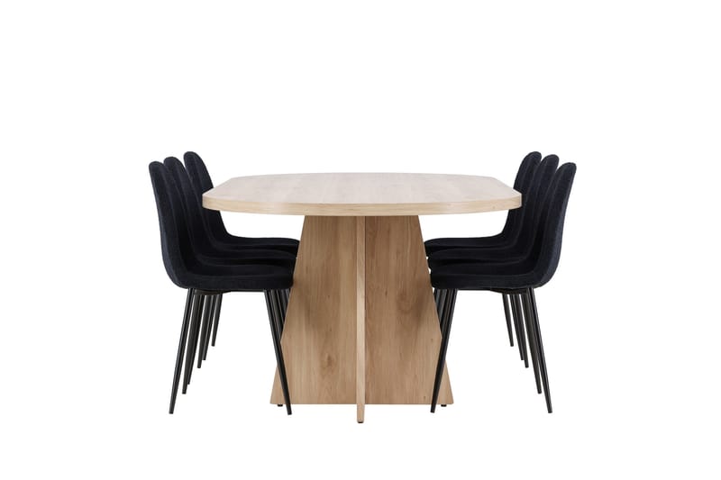 Bootcut Spisegruppe 230 cm Rektangulær med 6 Polar stole - Whitewash/Svart - Møbler - Borde - Spisebordssæt