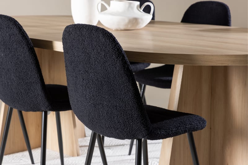 Bootcut Spisegruppe 230 cm Rektangulær med 6 Polar stole - Whitewash/Svart - Møbler - Borde - Spisebordssæt