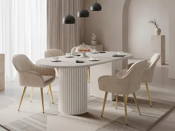 bord Wotkon Travertin, beige - Travertin, beige - Møbler - Borde - Spisebord og køkkenbord