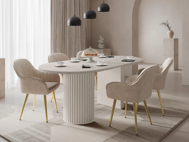 bord Wotkon Travertin, beige - Travertin, beige - Møbler - Borde - Spisebord og køkkenbord