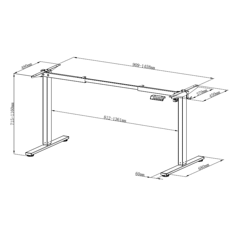 Bordben HOME4YOU Ergo Fit med 1 motor Sort - Sort - Møbler - Borde - Bordtilbehør - Stel bord