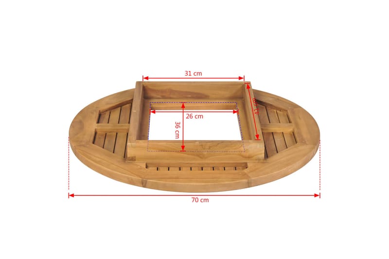 Ølkassebordplade Teak 70 Cm - Brun - Møbler - Borde - Bordtilbehør - Bordplade