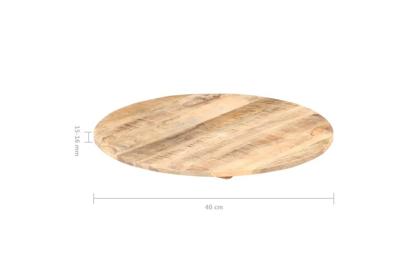 Bordplade 15-16 mm Rund 40 cm Massivt Mangotræ - Brun - Bordplade